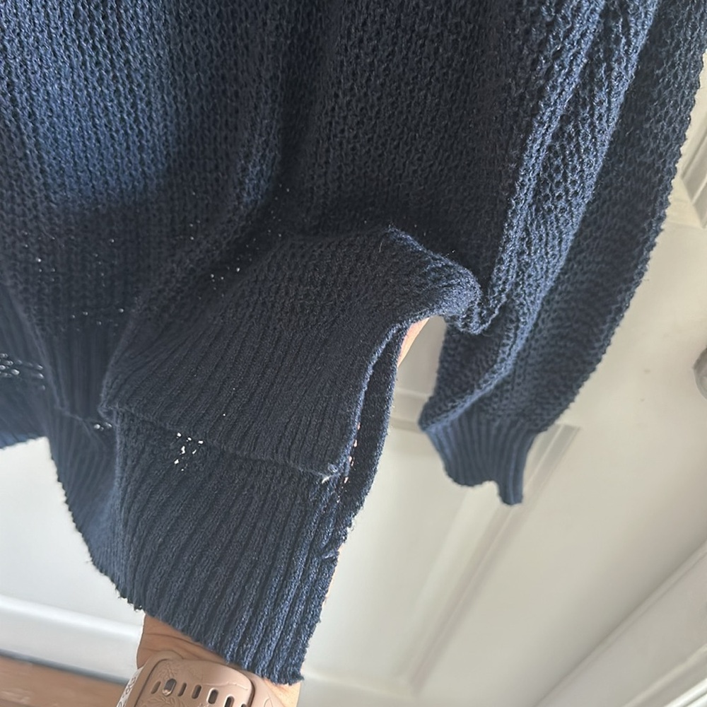 American Eagle Long Sleeve Sweater Shirt Navy Blue Size S - Picture 3 of 6